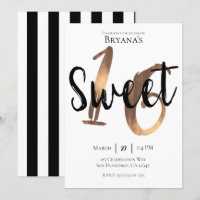 Schwarz-weiß Bronze Modern Sweet 16 Geburtstagspar