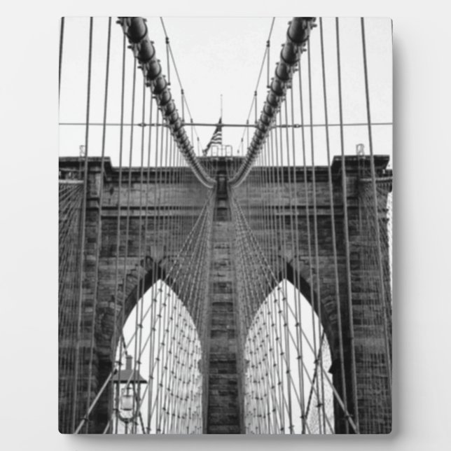 Schwarz-weiß Brooklyn Bridge New York Fotoplatte (Vorderseite)
