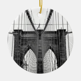 Schwarz-weiß Brooklyn Bridge New York Keramik Ornament