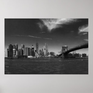 Schwarz-weiß Brooklyn Bridge New York Poster
