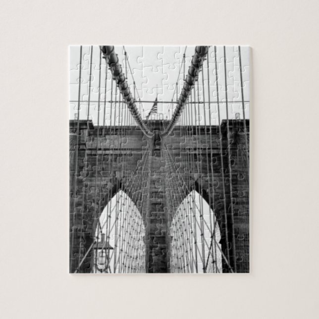 Schwarz-weiß Brooklyn Bridge New York Puzzle (Vertikal)