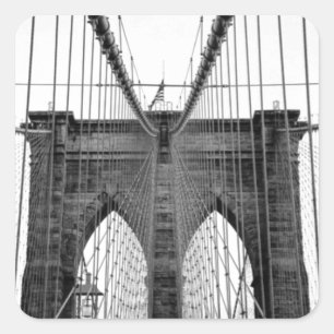 Schwarz-weiß Brooklyn Bridge New York Quadratischer Aufkleber