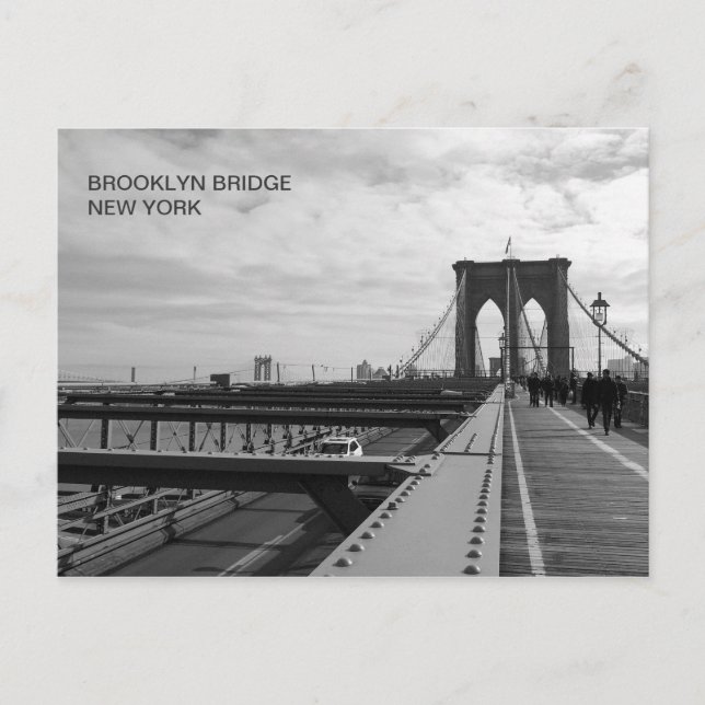 Schwarz-weiß Brooklyn Bridge - NY New York nr 1 Postkarte (Vorderseite)