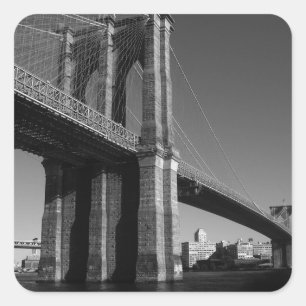 Schwarz-Weiß-Brooklyn-Brücke Quadratischer Aufkleber