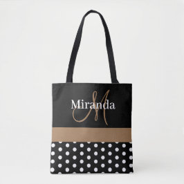 Schwarz-weiß Brown Monogram Script Polka Dots