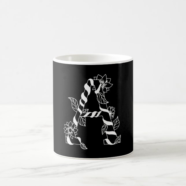 Schwarz-Weiß-Buchstabe "A" mit Twining-Blume Kaffeetasse (Mittel)