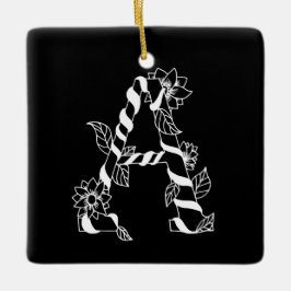 Schwarz-Weiß-Buchstabe "A" mit Twining-Blume Keramikornament