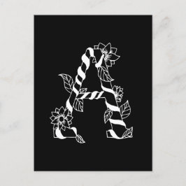Schwarz-Weiß-Buchstabe "A" mit Twining-Blume Postkarte
