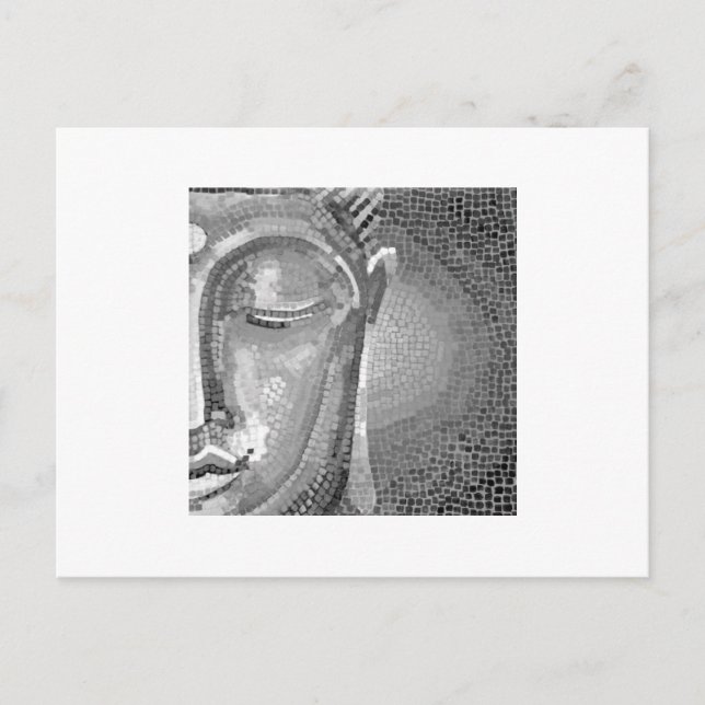 Schwarz-Weiß-Buddha-Gesicht Postkarte (Vorderseite)