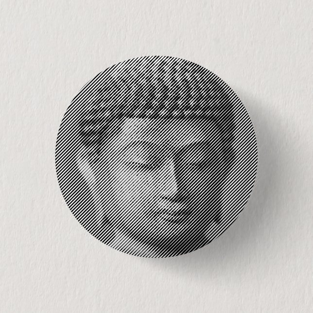 Schwarz-Weiß-Buddha-Gesichtsstatue, gebildet von L Button (Vorderseite)