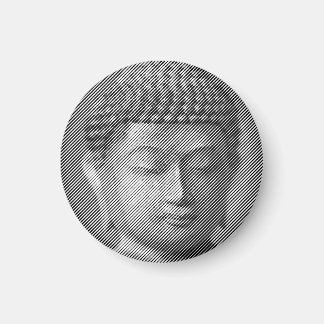 Schwarz-Weiß-Buddha-Gesichtsstatue, gebildet von L Magnet