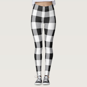Schwarz-weiß Buffalo Gingham Karo Kariert Holiday  Leggings