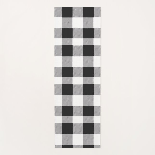 Schwarz-weiß Buffalo Gingham Karo Kariert Urlaub Yogamatte (Vorderseite)