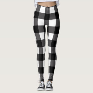 Schwarz-Weiß-Buffalo-Gingham-Karo-Karohemdmuster Leggings
