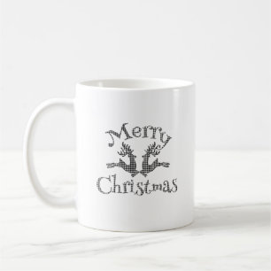 Schwarz Weiß Buffalo Kariert Frohe Weihnachten Ren Kaffeetasse