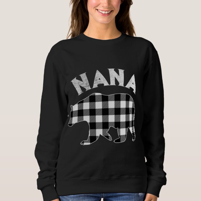 Schwarz-Weiß Buffalo Kariert Nana Bären Weihnachte Sweatshirt (Vorderseite)