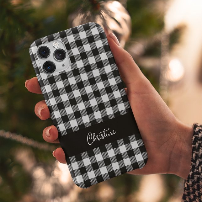 Schwarz-Weiß-Buffalo Kariert Personalisiert Case-Mate iPhone Hülle (Von Creator hochgeladen)