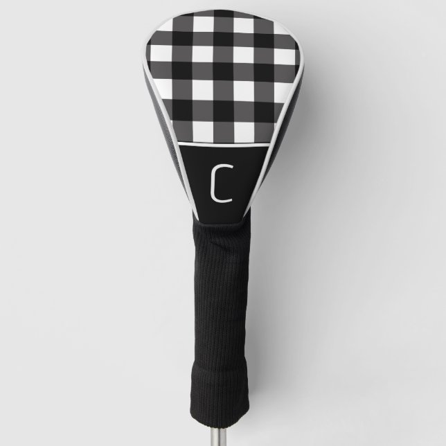Schwarz-Weiß Buffalo Kariertes Schachbrett Muster Golf Headcover (Vorderseite)