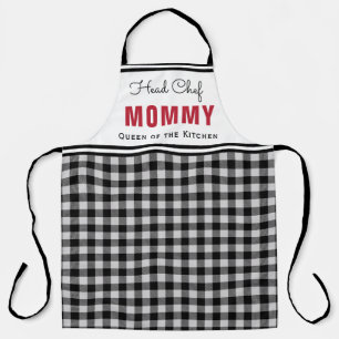 Schwarz-Weiß-Buffalo-Karo-Mommy-Personalized Schürze