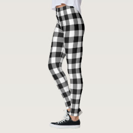 Schwarz-Weiß-Büffel Kariert Leggings
