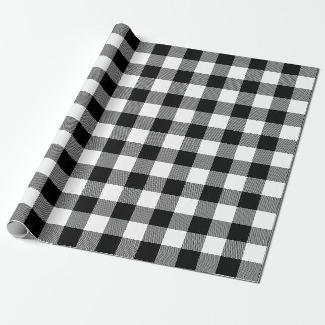 Schwarz-Weiß-Büffelkariert Geschenkpapier (Ungerollt)