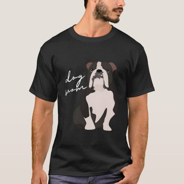Schwarz-Weiß-Bulldog-Mama T-Shirt (Vorderseite)