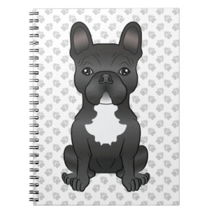 Schwarz-Weiß-Bulldog-Niedlicher Cartoon-Hund Notizblock