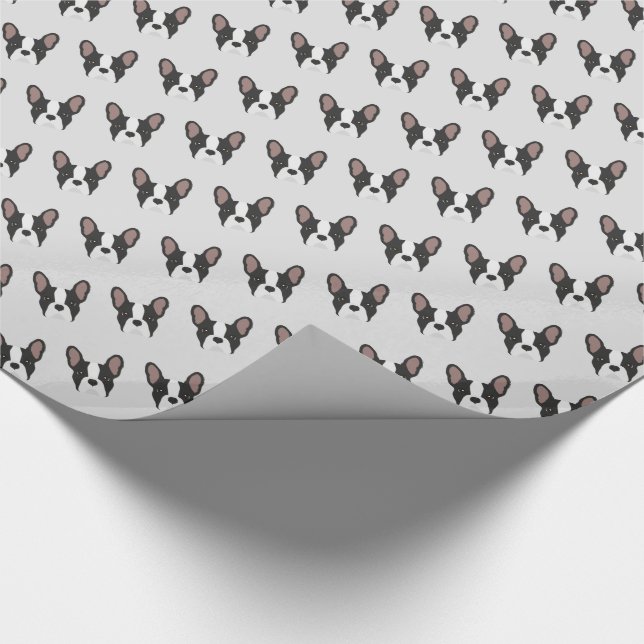 Schwarz-Weiß-Bulldog-Papier Geschenkpapier (Ecke)