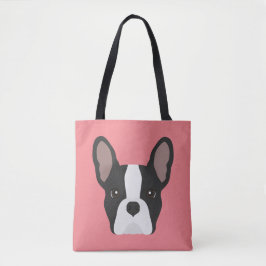 Schwarz-Weiß-Bulldog-Tote-Tasche