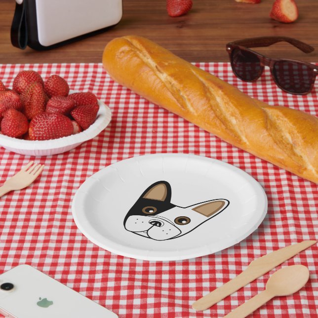 Schwarz-Weiß-Bulldogge Pappteller (Picknick)