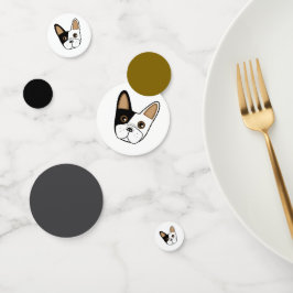 Schwarz-Weiß-Bulldogin-Face-Table Confetti Konfetti