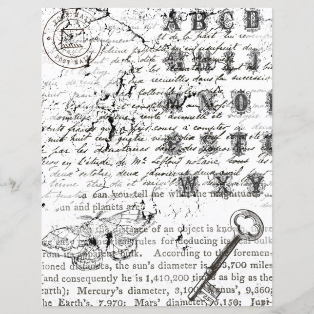 Schwarz-Weiß-Butterfly-Collage Scrapbook Paper (Vorderseite)