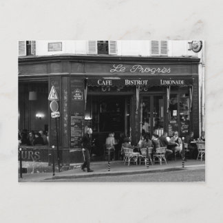Schwarz-Weiß-Café in Montmartre, Paris Postkarte