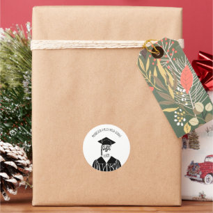 Schwarz-Weiß-Cap und Gown-Abschluss Runder Aufkleber