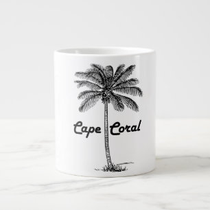 Schwarz-Weiß-Cape Coral & Palm-Design Jumbo-Tasse