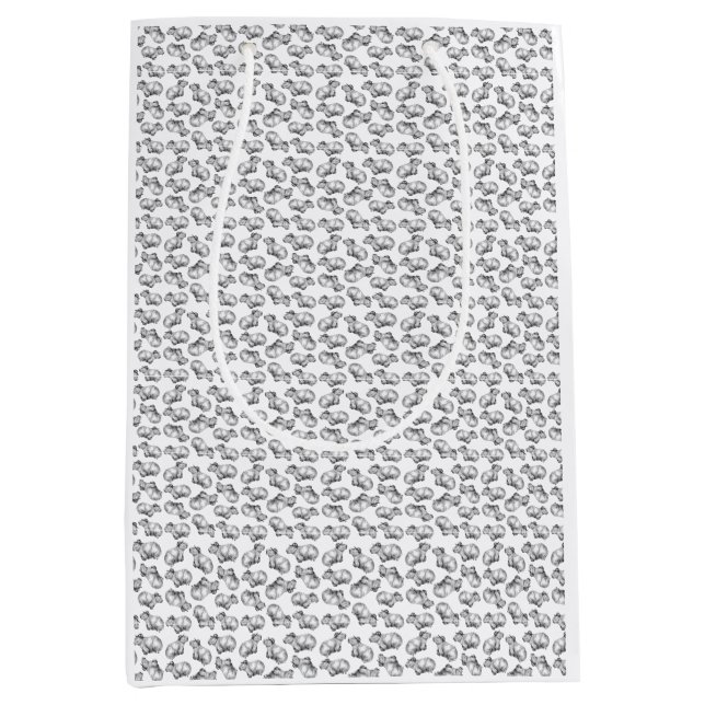 Schwarz-Weiß-Capybara Mittlere Geschenktüte (Vorderseite)