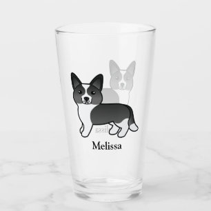 Schwarz-Weiß-Cardigan-Walisischer Korgi-Hund und N Glas