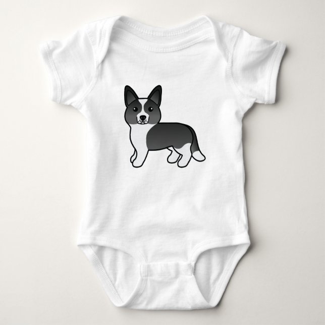 Schwarz-Weiß-Cardigan-Welsh-Corgi-Cartoon-Hund Baby Strampler (Vorderseite)