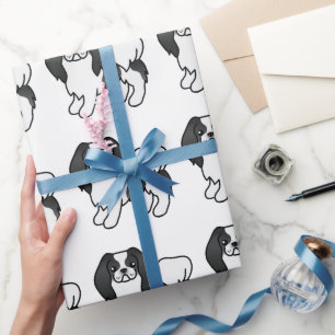 Schwarz-Weiß-Cartoon-Hundeschema Geschenkpapier
