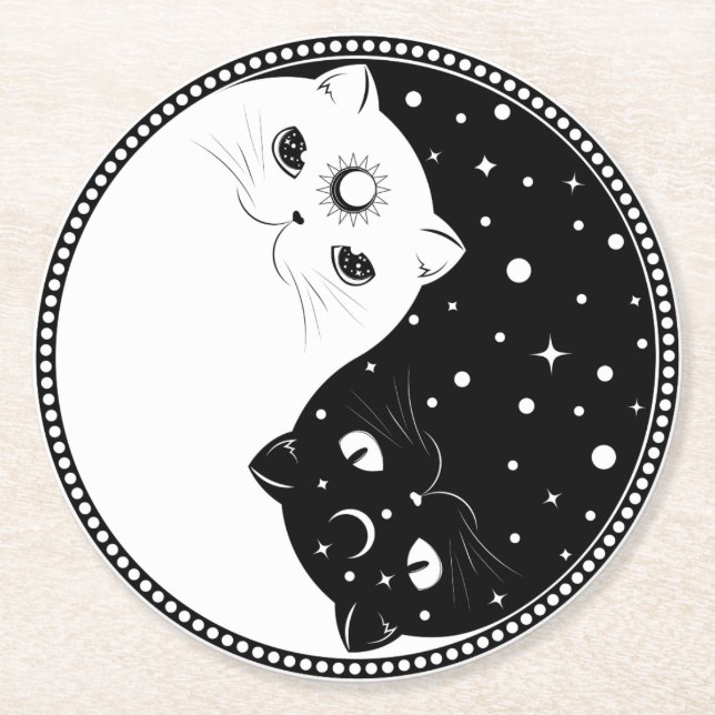 Schwarz-Weiß-Cartoon-Zeichen Runder Pappuntersetzer (Vorderseite)