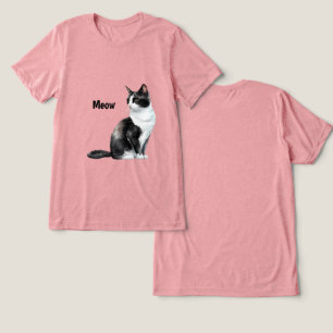Schwarz-weiß Cat Meow Tri-Blend Shirt