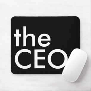Schwarz-Weiß-CEO-Bold-Executiv-Typografie Mousepad