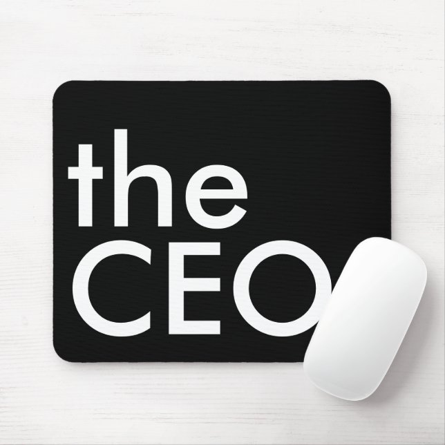 Schwarz-Weiß-CEO-Bold-Executiv-Typografie Mousepad (Mit Mouse)