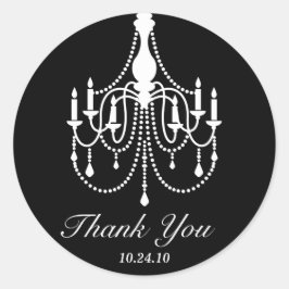 Schwarz-weiß Chandelier Vielen Dank Runder Aufkleber
