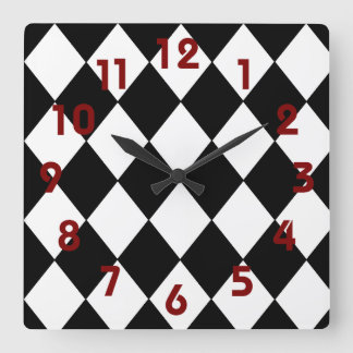 Schwarz-Weiß-Checkerboard-Uhr Quadratische Wanduhr