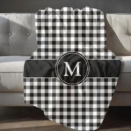 Schwarz-weiß Checkte Buffalo Kariertes Muster Mono Fleecedecke
