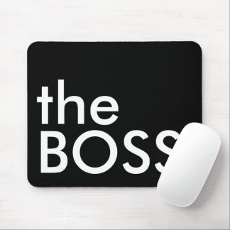 Schwarz-Weiß-Chef-Fette-Executiv-Typografie Mousepad
