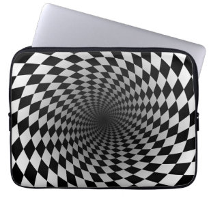 Schwarz-Weiß-Chekered Vortex   optische Illusion Laptopschutzhülle