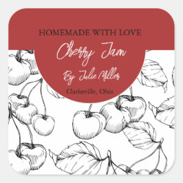 Schwarz-Weiß-Cherry-Marke Quadratischer Aufkleber