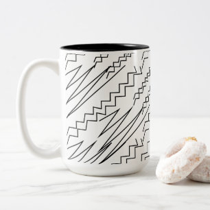 Schwarz-Weiß-Chevron-Zickzack-Streifen Zweifarbige Tasse